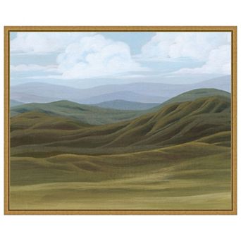 Amanti Art Blue Mountain Strata II by Grace Popp Framed Canvas Wall Art Print