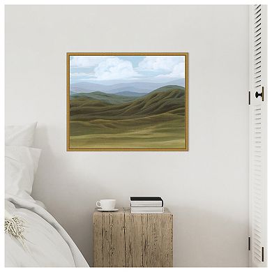 Amanti Art Blue Mountain Strata II by Grace Popp Framed Canvas Wall Art Print