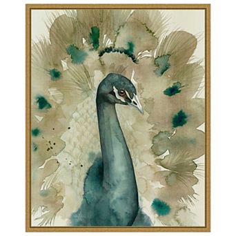 Amanti Art Sepia Peacock I by Grace Popp Framed Canvas Wall Art Print