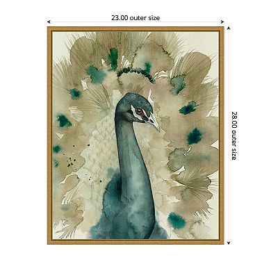 Amanti Art Sepia Peacock I by Grace Popp Framed Canvas Wall Art Print