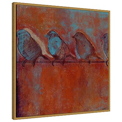 Amanti Art Row of Sparrows I by Norman Wyatt Jr. Framed Canvas Wall Art Print