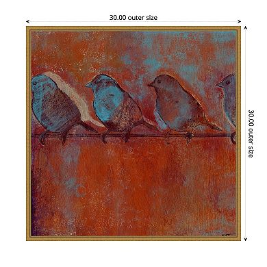 Amanti Art Row of Sparrows I by Norman Wyatt Jr. Framed Canvas Wall Art Print