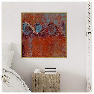 Amanti Art Row of Sparrows I by Norman Wyatt Jr. Framed Canvas Wall Art Print
