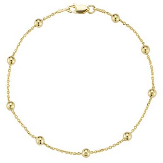 Sunkissed Sterling Sterling Silver 4 mm Ball Station Bracelet