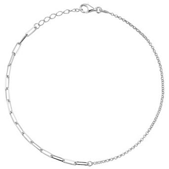 Sunkissed Sterling Sterling Silver Link Paperclip Anklet