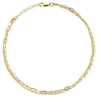 Sunkissed Sterling Sterling Silver Double Chain Anklet