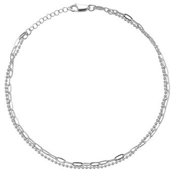 Sunkissed Sterling Sterling Silver Double Chain Anklet
