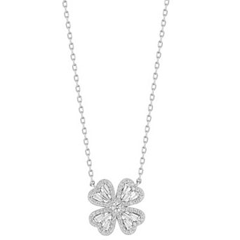 Sunkissed Sterling Sterling Silver Cubic Zirconia Flower Necklace