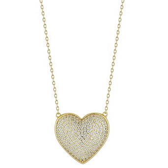 Sunkissed Sterling Sterling Silver Cubic Zirconia Pave Heart Necklace