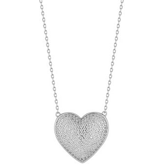 Sunkissed Sterling Sterling Silver Cubic Zirconia Pave Heart Necklace