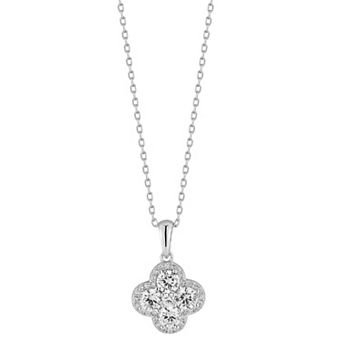Sunkissed Sterling Sterling Silver Cubic Zirconia Clover Necklace