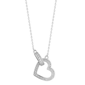 Sunkissed Sterling Sterling Silver Cubic Zirconia Link Heart Necklace