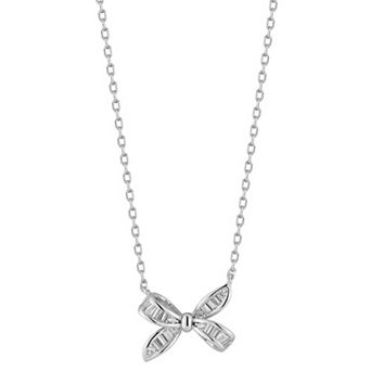 Sunkissed Sterling Sterling Silver Cubic Zirconia Bow Necklace