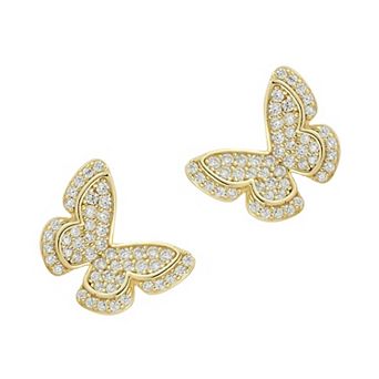 Sunkissed Sterling Sterling Silver Cubic Zirconia Butterfly Stud Earrings