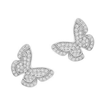Sunkissed Sterling Sterling Silver Cubic Zirconia Butterfly Stud Earrings