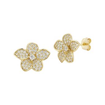 Sunkissed Sterling Sterling Silver Cubic Zirconia Flower Stud Earrings