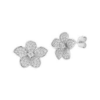 Sunkissed Sterling Sterling Silver Cubic Zirconia Flower Stud Earrings