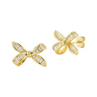 Sunkissed Sterling Sterling Silver Cubic Zirconia Bow Stud Earrings