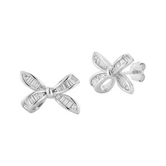 Sunkissed Sterling Sterling Silver Cubic Zirconia Bow Stud Earrings