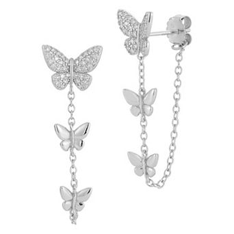 Sunkissed Sterling Sterling Silver Cubic Zirconia Butterfly Drop Earrings