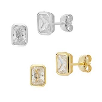 Sunkissed Sterling Sterling Silver & Sterling Silver Cubic Zirconia Stud Earring Set