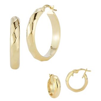 Sunkissed Sterling 2-Pair Sterling Silver Hoop Earring Set