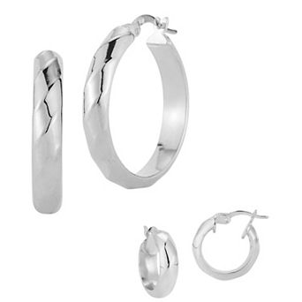 Sunkissed Sterling 2-Pair Sterling Silver Hoop Earring Set