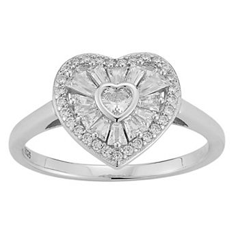 Sunkissed Sterling Sterling Silver Cubic Zirconia Heart Ring