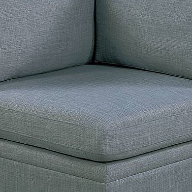 Gimy 37 Inch Modular Corner Sofa Chair, Gray Dorris Upholstery, Wood