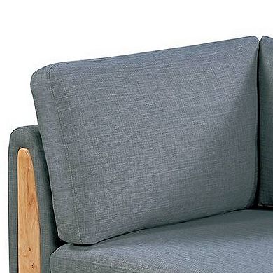 Gimy 37 Inch Modular Corner Sofa Chair, Gray Dorris Upholstery, Wood