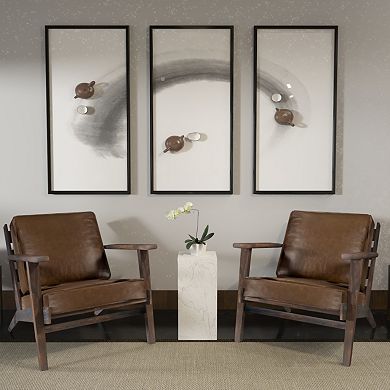 Amber Accent Chair, Handcrafted Slatted Mango Wood, Cushions, Angled Legs