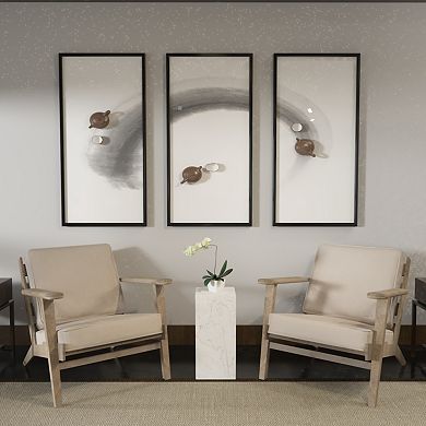 Amber Accent Chair, Handcrafted Slatted Mango Wood, Cushions, Angled Legs