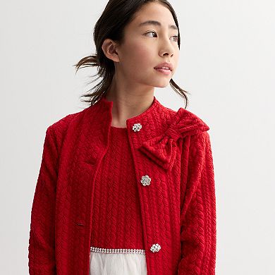 Girls 4-12 Blueberi Boulevard Quilted Coat Dress With Matching Purse