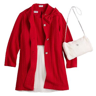 Girls 4-12 Blueberi Boulevard Quilted Coat Dress With Matching Purse