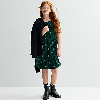 Girls 4-12 Blueberi Boulevard Rhinestone Bow Velvet Dress
