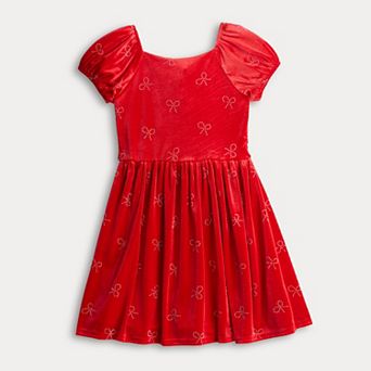 Girls 4-12 Blueberi Boulevard Rhinestone Bow Velvet Dress