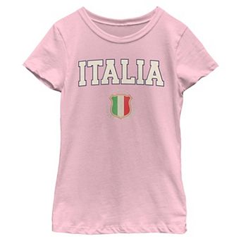 Girls 7-16 Italia Flag Crest Graphic Tee