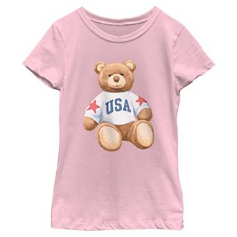 Girls 7-16 USA Teddy Bear Americana Graphic Tee