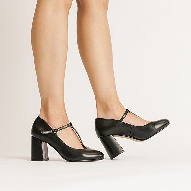 Journee Talani Women's Stacked Heel Almond Toe Comfort Dress Pumps