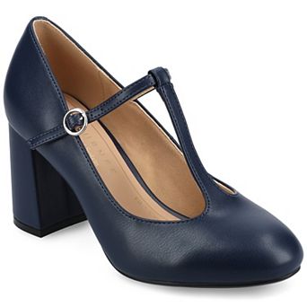 Journee Talani Women's Stacked Heel Almond Toe Comfort Dress Pumps
