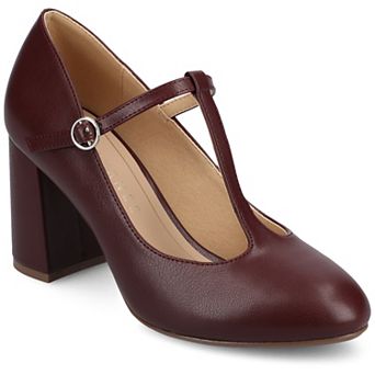 Journee Talani Women's Stacked Heel Almond Toe Comfort Dress Pumps