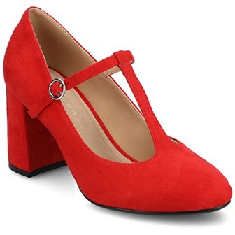 Journee Talani Women's Stacked Heel Almond Toe Comfort Dress Pumps