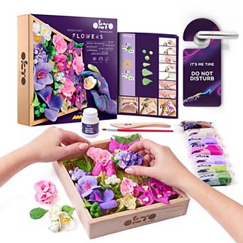 OKTO Air-Dry Clay 3D Painting Kit Flowers Inspiration (8.3 x 8.3 in)