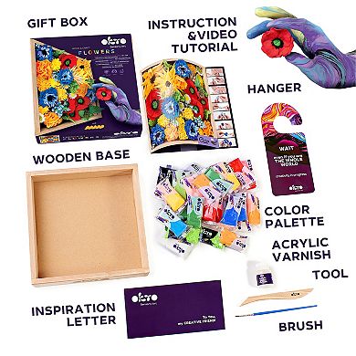 OKTO Air-Dry Clay 3D Painting Kit Flowers Freedom (8.3 x 8.3 in)