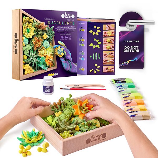OKTO Air Dry Clay Wood & Craft Kit - Succulents Energy DIY Decor