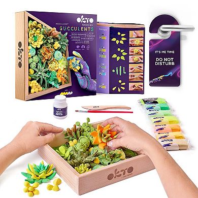 OKTO Sensory Art 3D Woodcraft “Energy” Succulent Craft Kit