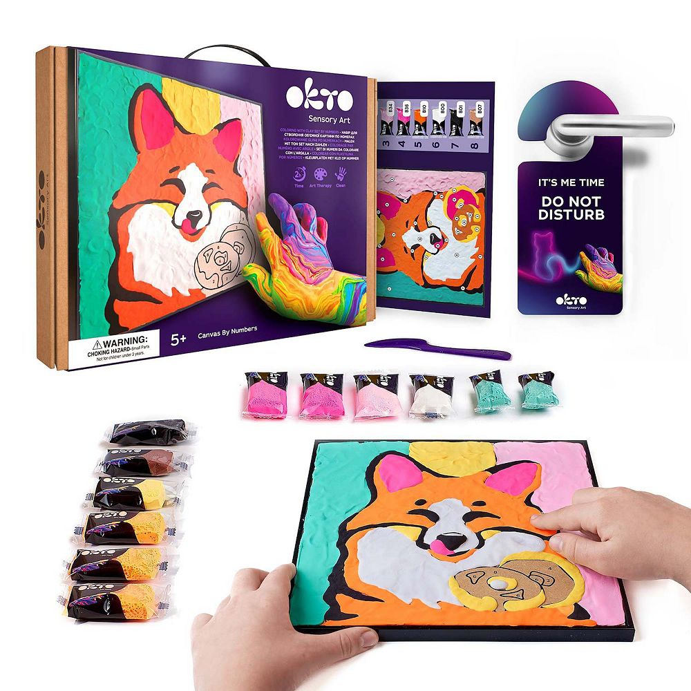 OKTO Air Dry Clay by Numbers Fox Kids Craft Kit, 11.4 in Sensory Art
