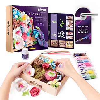 OKTO Air-Dry Clay 3D Painting Kit Flowers Romance (8.3 x 8.3 in)
