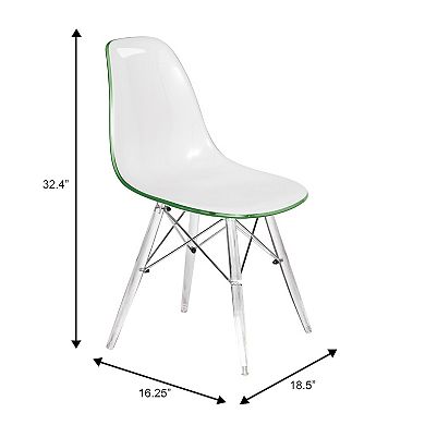 LeisureMod Cresco Mid-Century Modern Acrylic Dining Chair with Acrylic Dowel Eiffel Legs - Set of 2