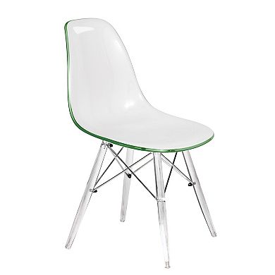 LeisureMod Cresco Mid-Century Modern Acrylic Dining Chair with Acrylic Dowel Eiffel Legs - Set of 2
